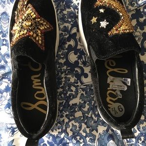 Sam Edelman black velvet slip ons